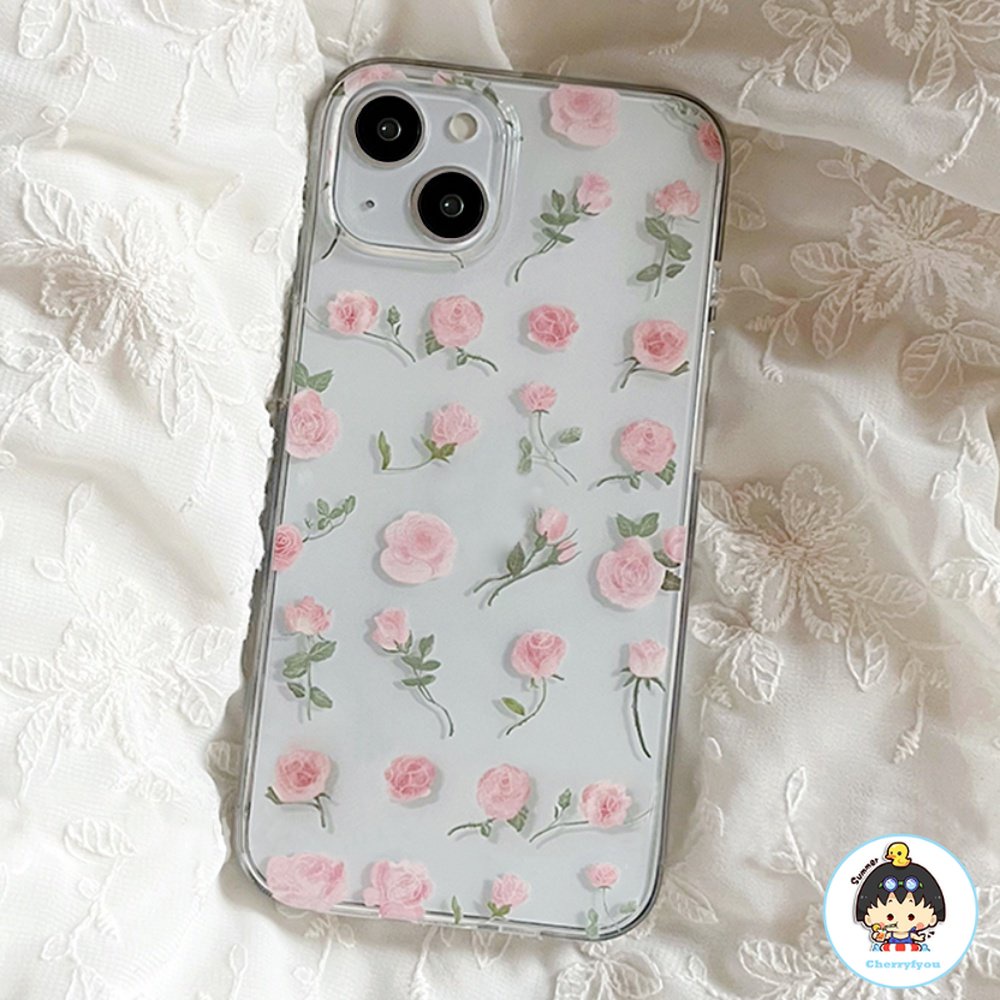 Ốp Điện Thoại TPU Mềm Chống Rơi Chống Dấu Vân Tay In Hình Hoa Hồng Cổ Điển Cho IPhone 14 13 12 11 Pro Max X XR 8 7 Plus