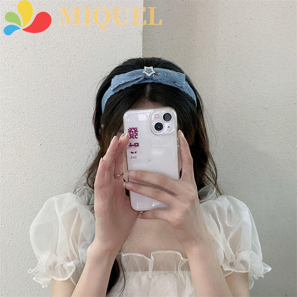 MIQUEL Kẹp Tóc Hình Ngôi Sao / Nơ Denim Xinh Xắn Cho Nữ