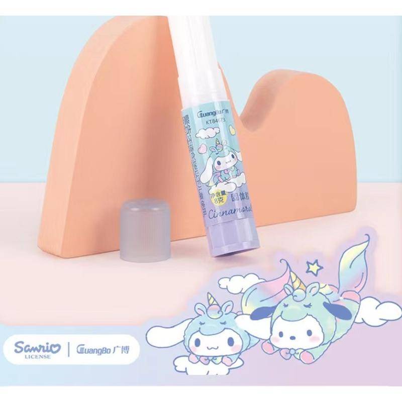 Set 4 Keo Dán Màu Trơn Hình Kỳ Lân Sanrio Mymelody Kuromi Cinnamoroll Pochacco Cho Trường Học / Văn Phòng