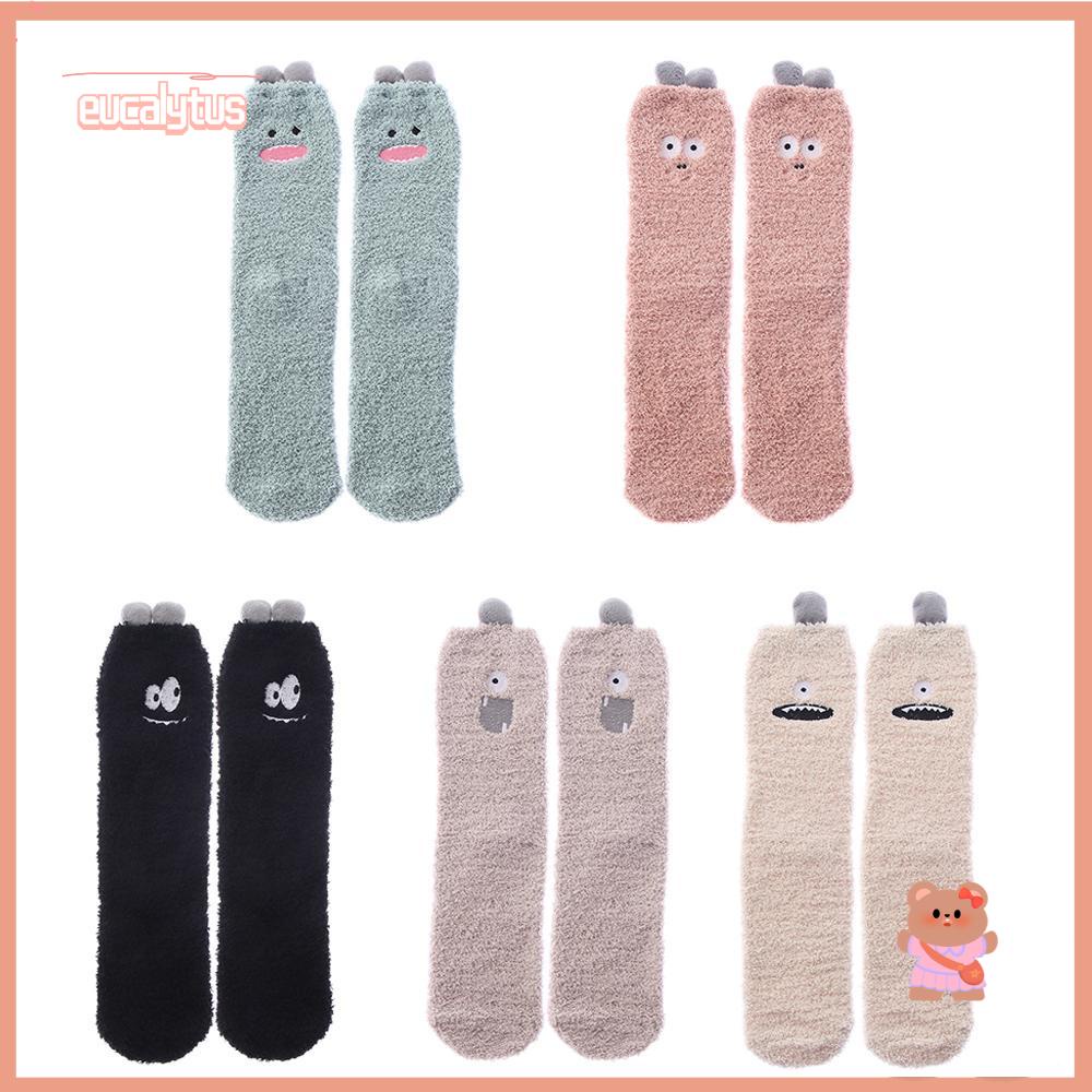 EUTUS Vớ Nhung San Hô Dày Mềm Mại Giữ Ấm Mùa Đông Họa Tiết Động Vật Hoạt Hình Cho
