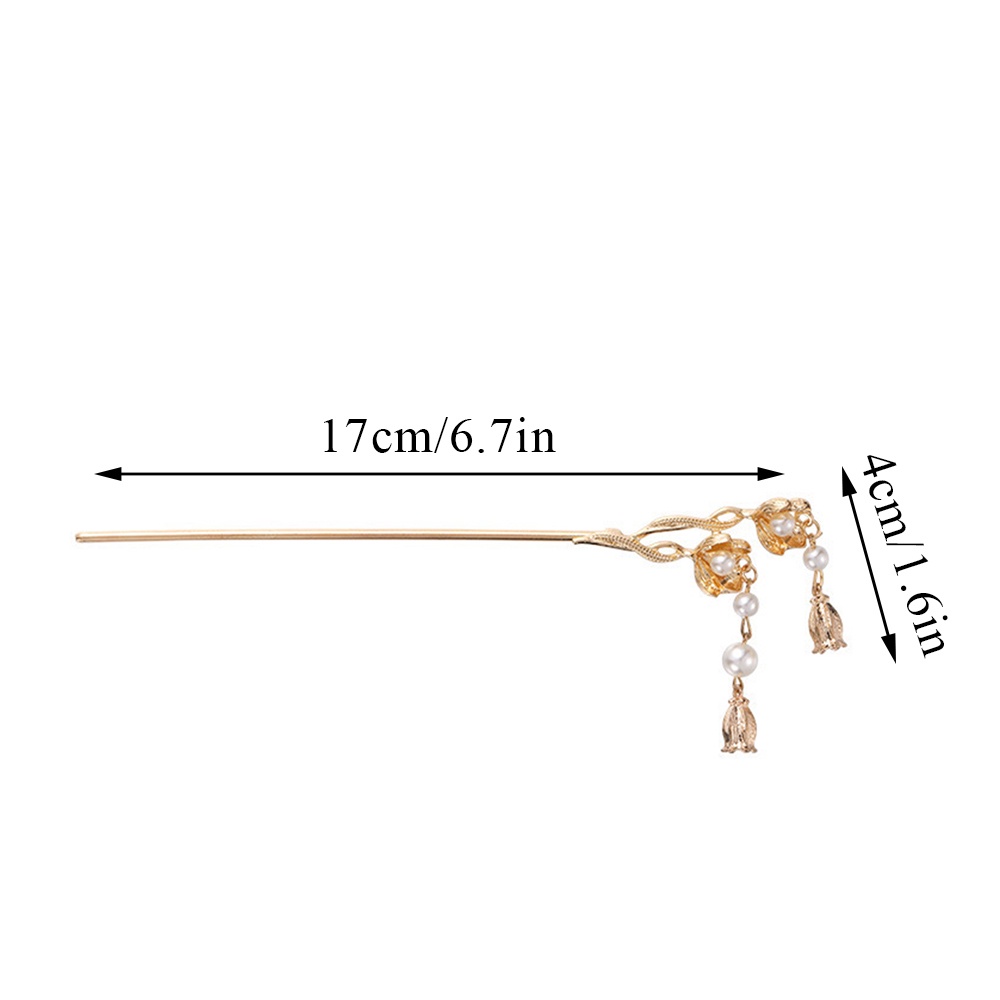 Trâm Cài Tóc Kim Loại Đính Hoa Và Tua Rua Thời Trang