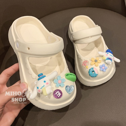 Dép Sục Cho Bé Gắn Charm Cinnamoroll Siêu Đẹp Mềm Êm Chân Dép Quảng Châu Loại 1 Dép Mary Jane