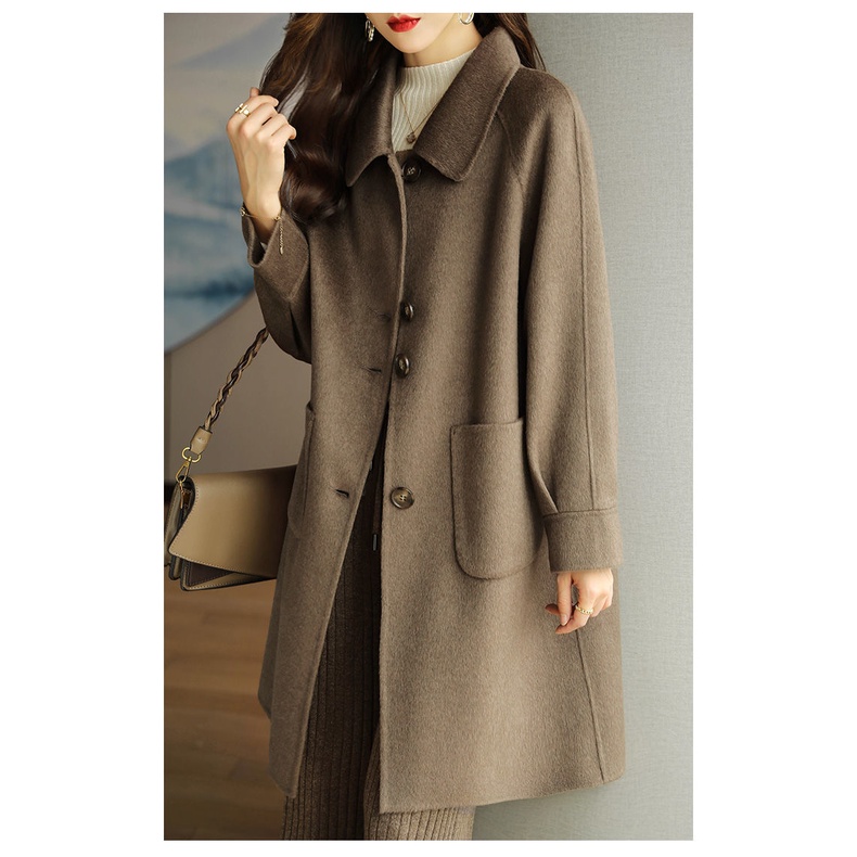 Áo Khoác Len Dày Dáng Ôm Dài Vừa Vặn Thời Trang Thu Đông Hàn Quốc 2023 Kích Thước 3XL Cho Nữ