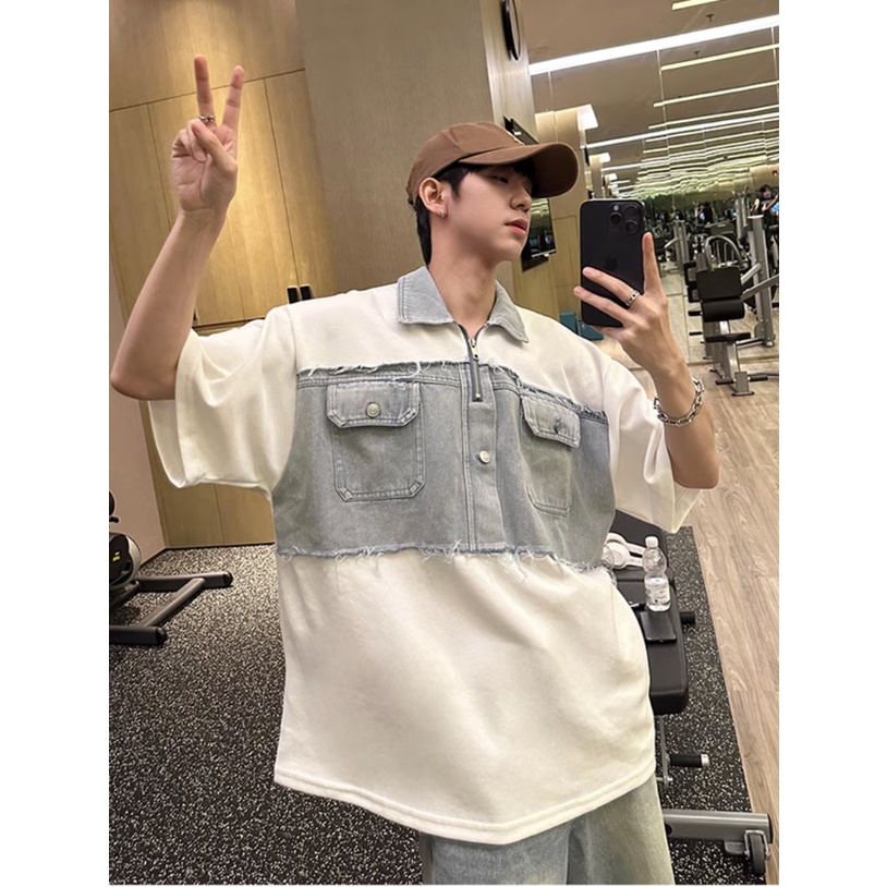 Áo Thun POLO Ngắn Tay Giả Hai Lớp Phong Cách Năng Động Trẻ Trung Dành Cho Nam