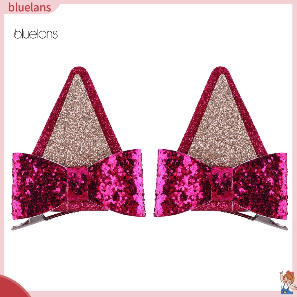 Set 2 Kẹp Tóc Hình Tai Cún Đính Kim Sa Lấp Lánh Thời Trang Cho Bé