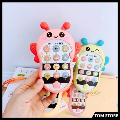 Đồ chơi cho bé. Đồ chơi điện thoại hình con ong có đèn nhạc đáng yêu cho trẻ em tặng kèm pin và dây đeo