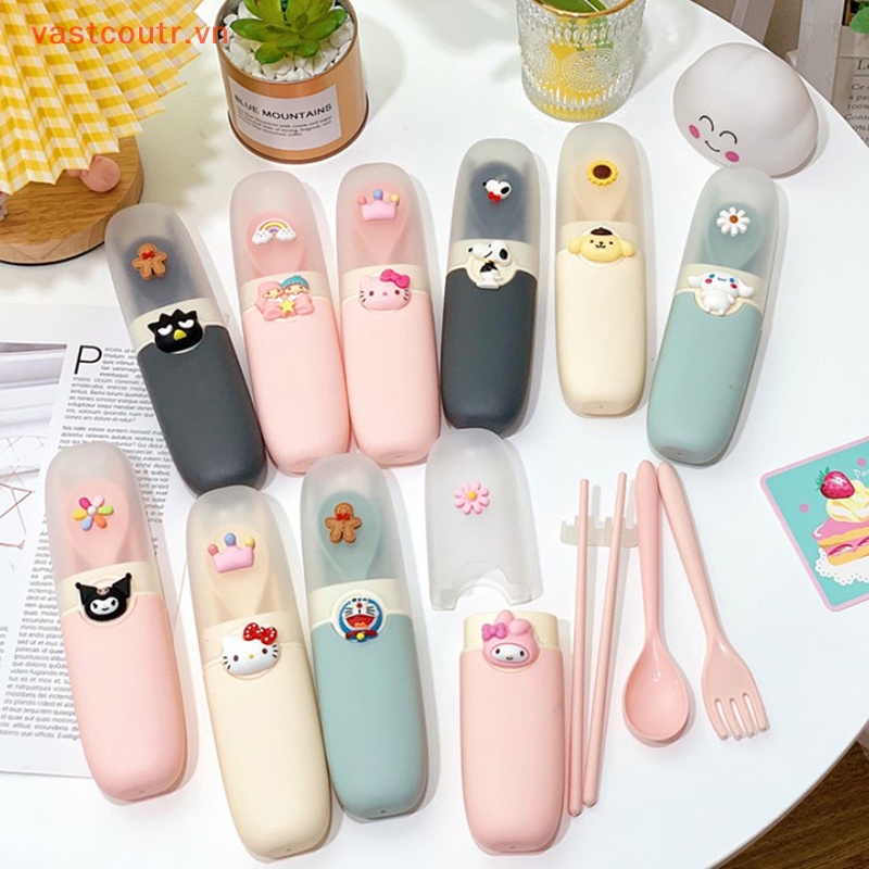 Set 3 Món Muỗng Nĩa Hình Hoạt Hình Thân Thiện Với Môi Trường Cho Trẻ Em