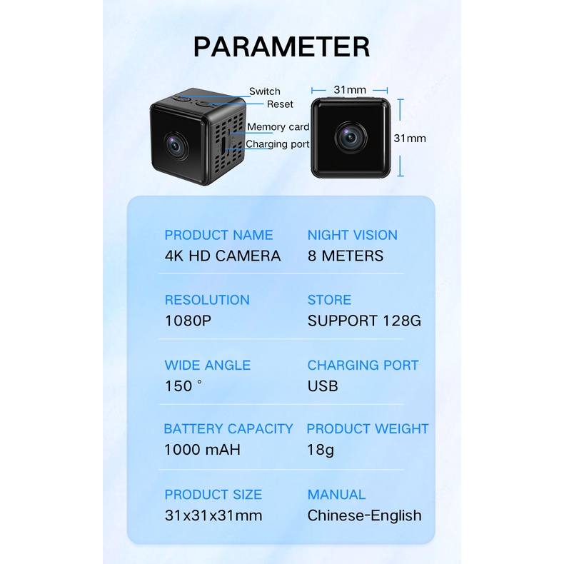 Camera Hành Trình Trong Nhà X6 Quay 360 Độ Kết Nối WIFI Không Dây