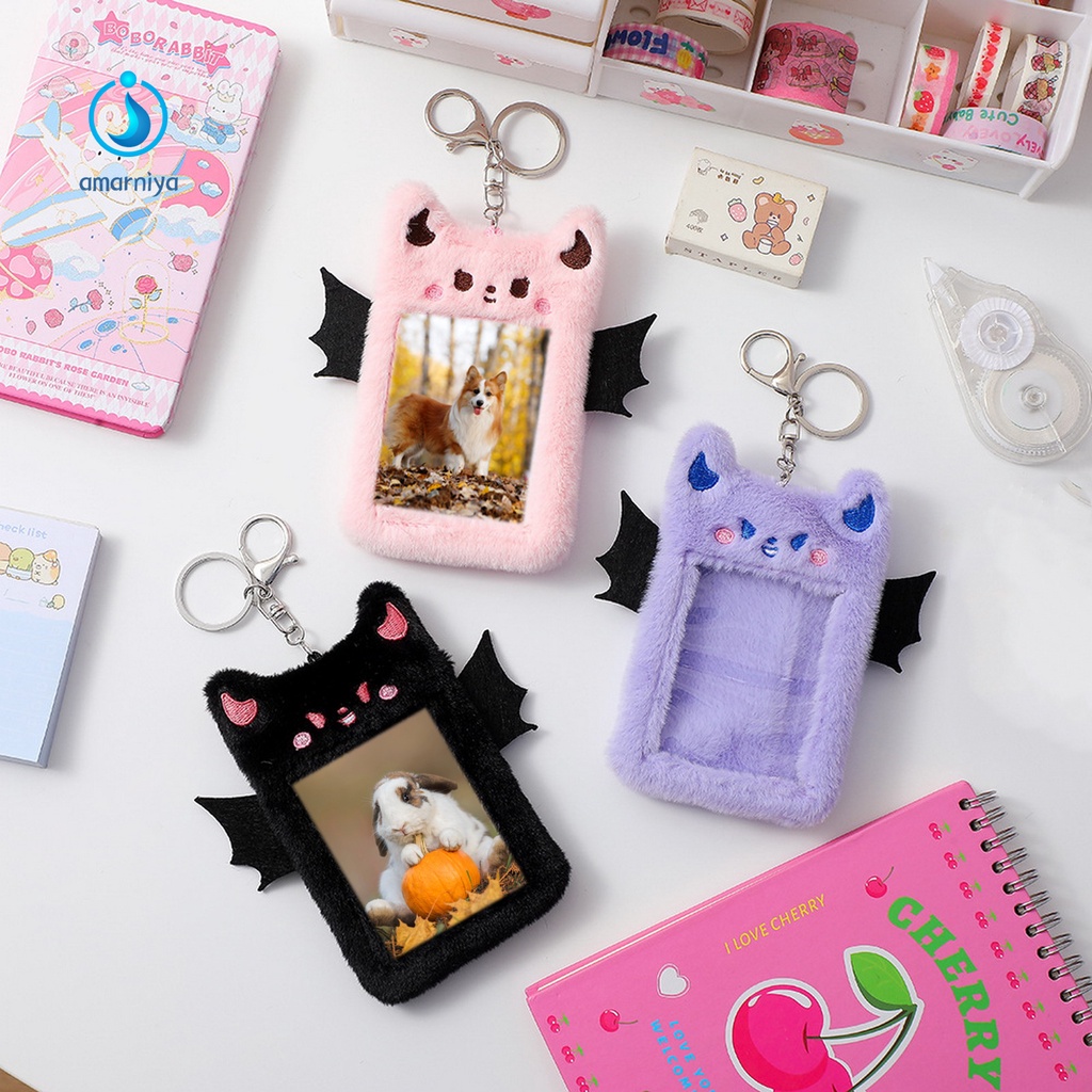 (Shop Amart) Vỏ Đựng Thẻ Dạng Móc Chìa Khóa Hình Mặt Quỷ Lông