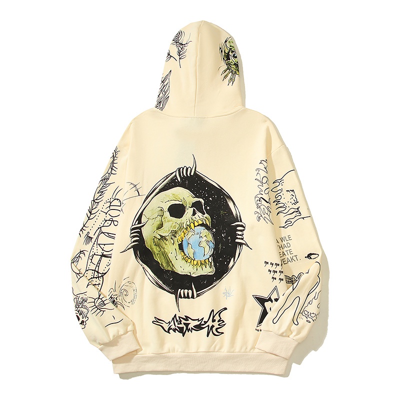 Bán Chạy Nhất Áo Hoodie Tay Dài In Hình Đầu Lâu Phong Cách Graffiti Diablo Unisex