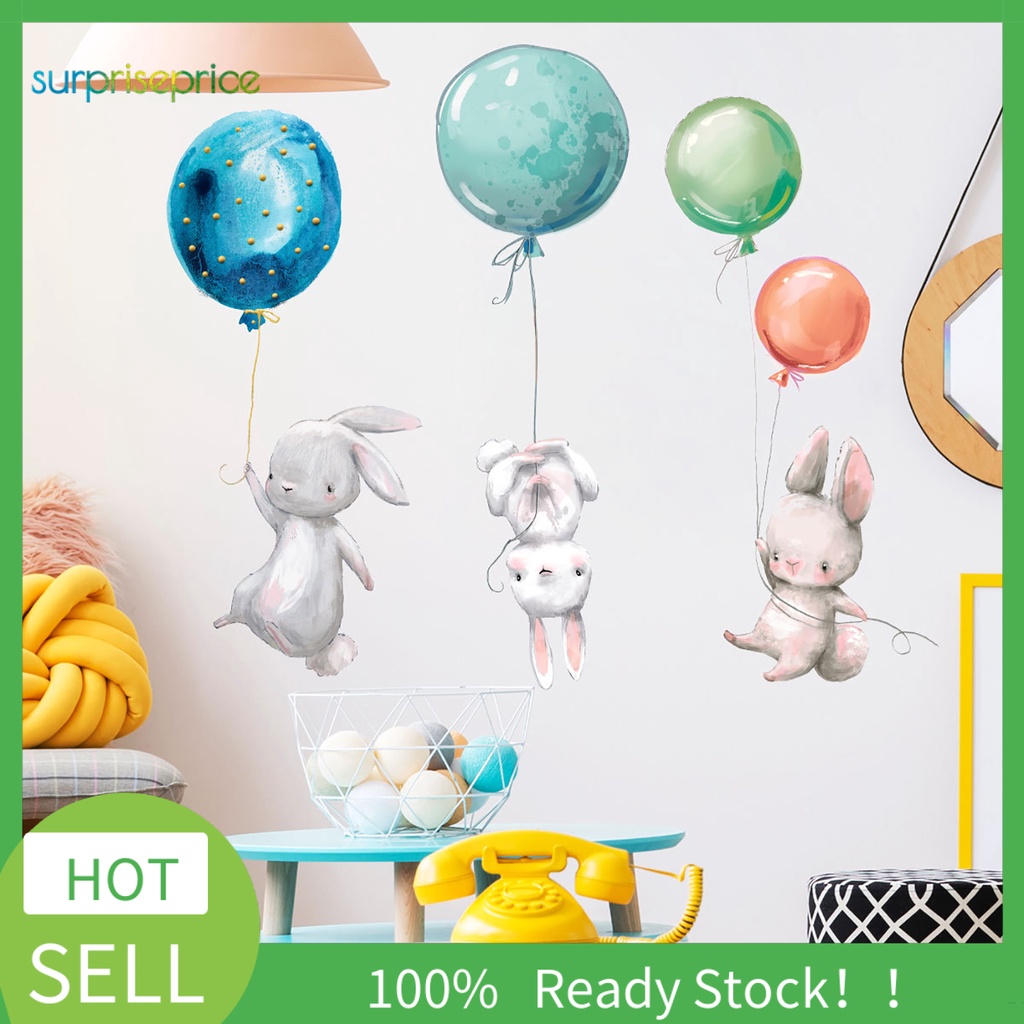 Miếng Dán Tường Hình Thỏ Hoạt Hình Nhiều Màu Sắc Có Thể Tháo Gỡ Và Tháo Gỡ Được