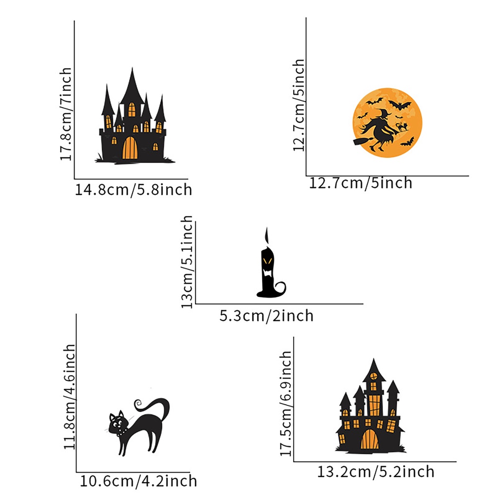 1 Bộ Nhãn Dán Tường Trong Suốt In Họa Tiết Bí Ngô Dơi Nhện Phù Thủy Có Thể Tháo Rời Trang Trí Nhà Cửa