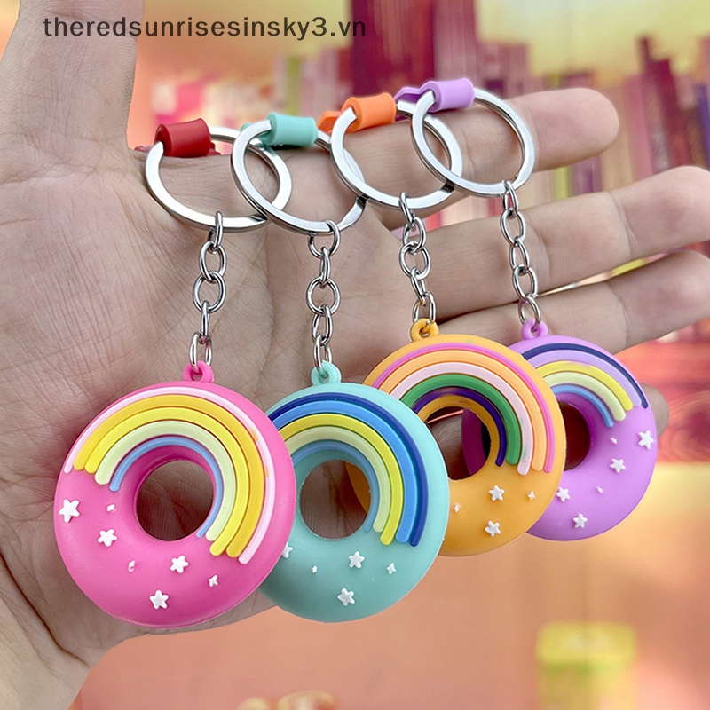 Móc Khóa Hình Bánh Donut Bằng PVC Dễ Thương Thời Trang Cho Cặp Đôi