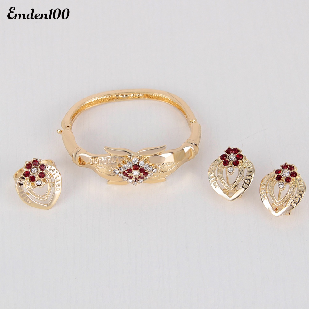 Bộ Trang Sức Họa Tiết Hoa Đính Đá Nhân Tạo Thời Trang Dành Cho Nữ