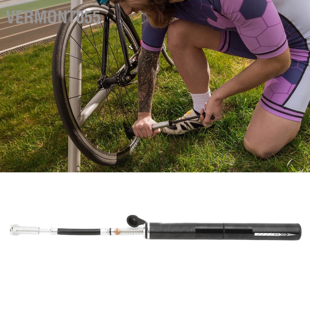 Vermont055 Máy bơm lốp xe đạp mini ENLEE với ống thu khí áp kế cho giá trị Presta của van Mỹ