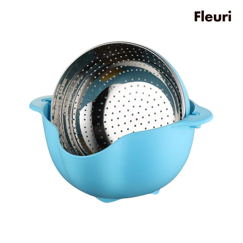 Rổ Hai Lớp Bằng Thép Không Gỉ PP Ráo Nước Xoay Được Đa Năng