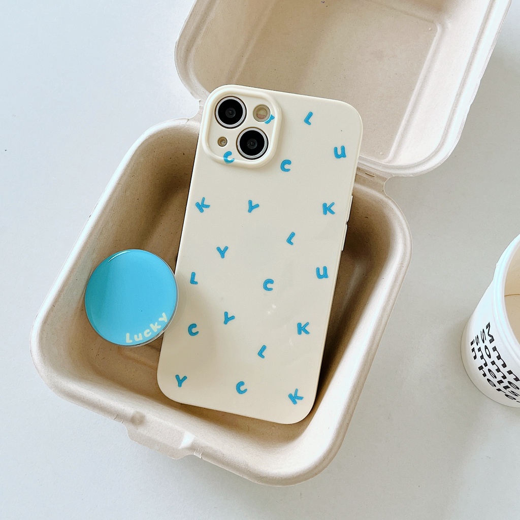 Ốp Điện Thoại TPU Mềm Bóng Đơn Giản Có Giá Đỡ Tròn Bảo Vệ Toàn Diện Cho iPhone 13 12 11 Pro Max 14 Plus