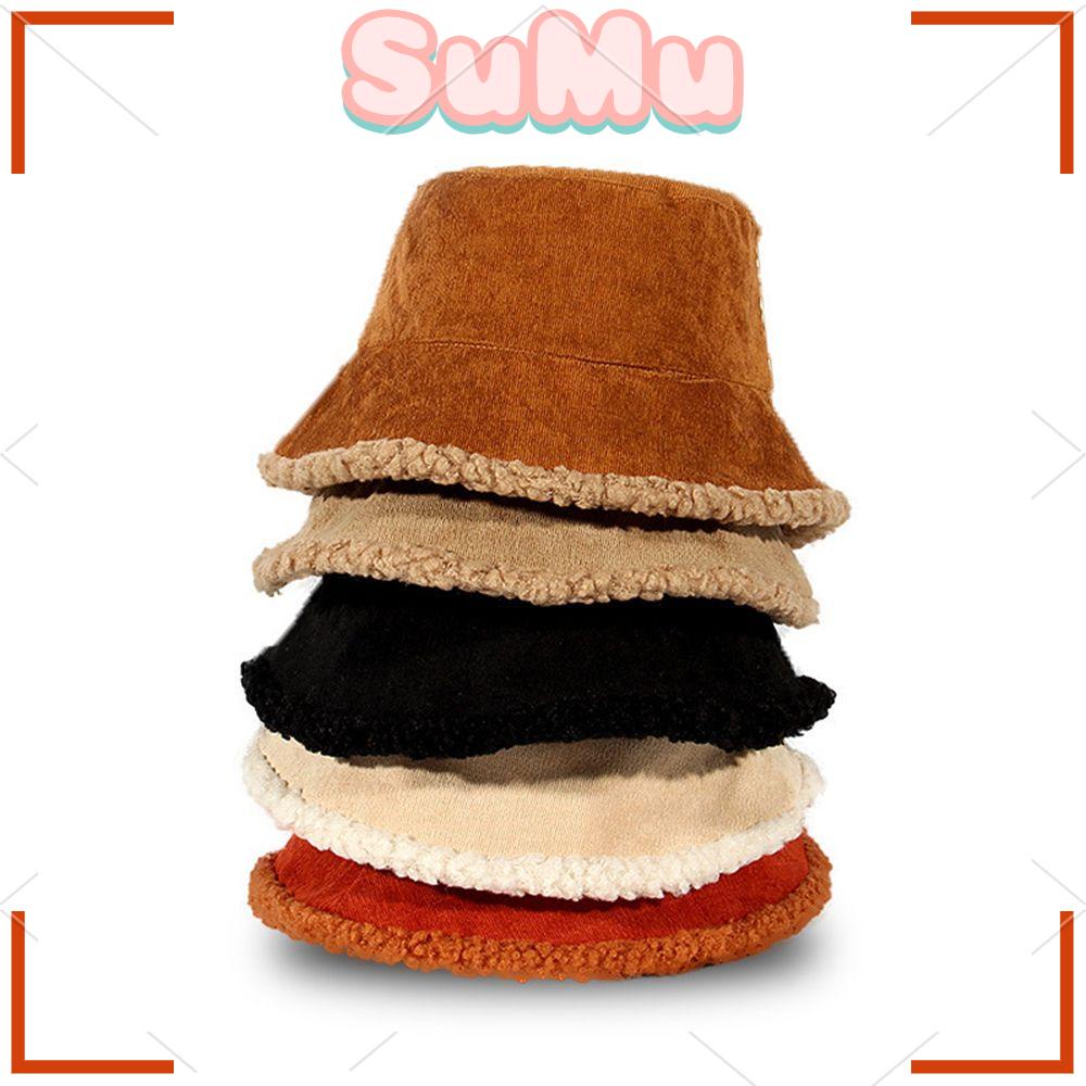 SUMU Mũ Bucket Nhung Lông Thời Trang Mùa Thu Đông Ấm Áp
