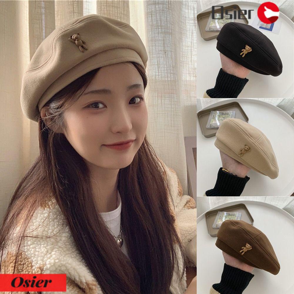 OSIER1 Mũ Beret Hình Gấu Dễ Thương