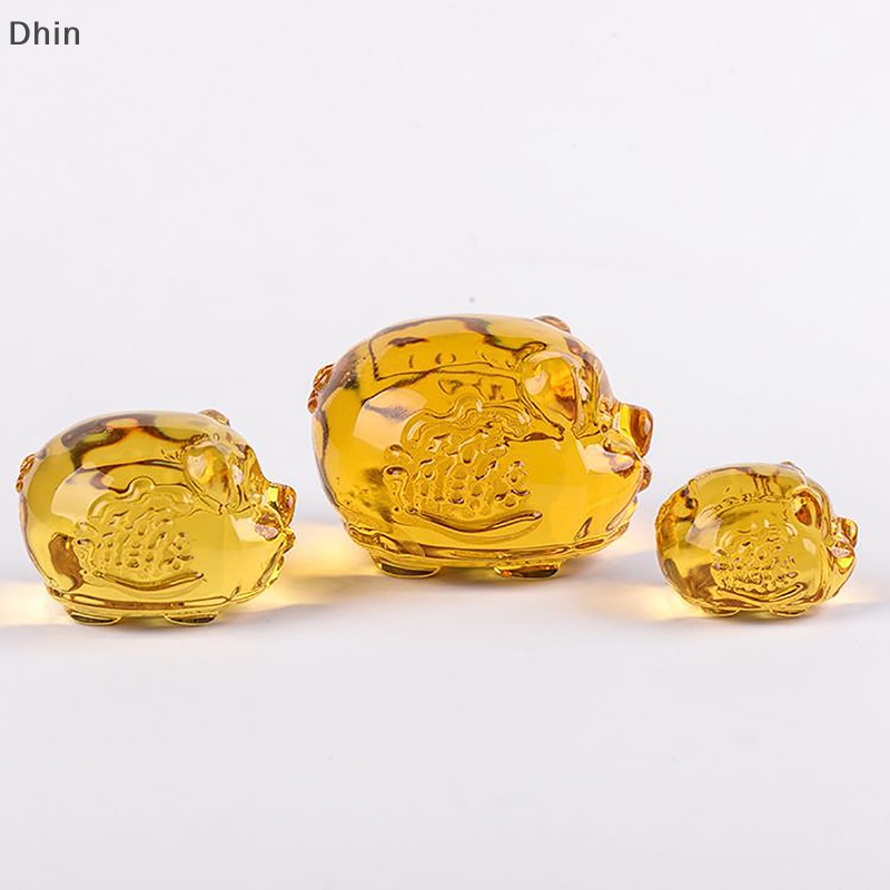 [Dhin] Mô Hình Chú Heo Bằng Thủy Tinh Pha Lê Màu Vàng Thu Nhỏ Trang Trí Nhà Búp Bê Fengshui Dễ Thương Làm Quà Tặng