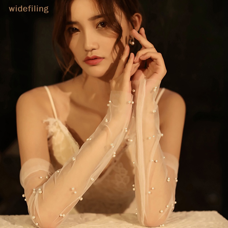 1 Đôi Găng Tay Hở Ngón Bằng Vải Gạc Trắng Trong Suốt Đính Ngọc Trai Giả Kiểu Vintage Dùng Làm Đạo Cụ Chụp Ảnh