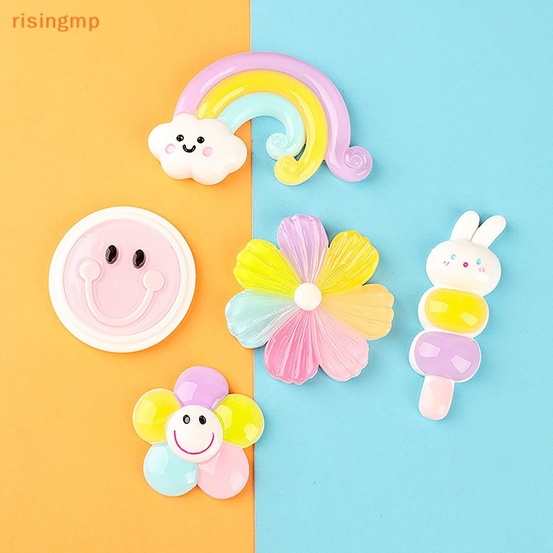 [risingmp] Set 2 Bông Hoa Nhựa Dạ Quang Mini Mặt Cười Trang Trí