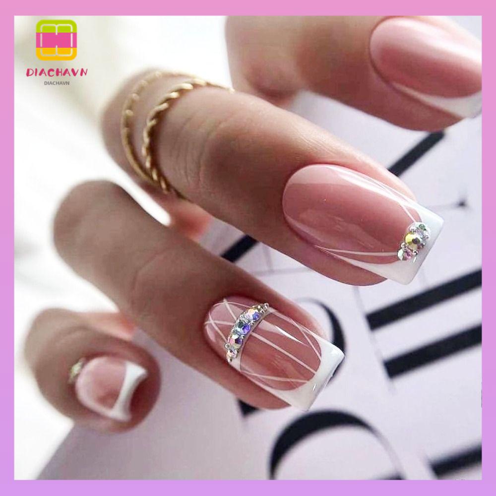 DIACHAVN Bộ Móng Tay Giả Đầu Vuông Thời Trang Dành Cho Nữ