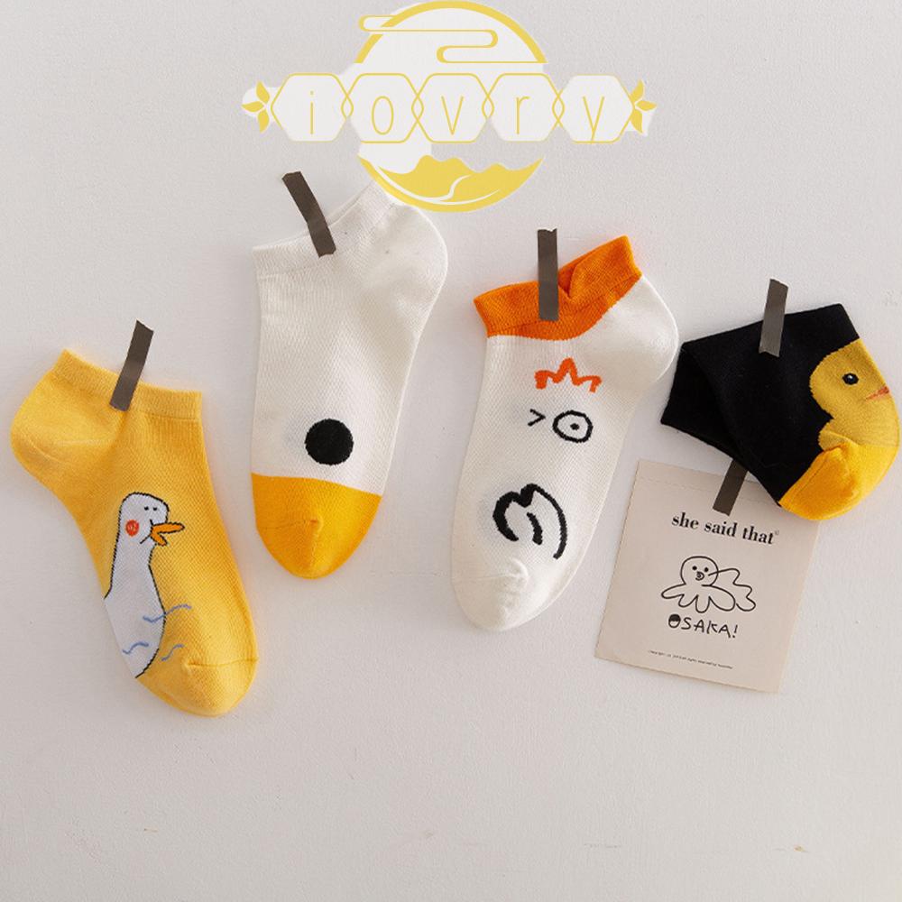 IVORY Đôi Vớ Cotton HọA TiếT Chú VịT HoạT HìNh Dễ Thương ThờI Trang Cho Nữ