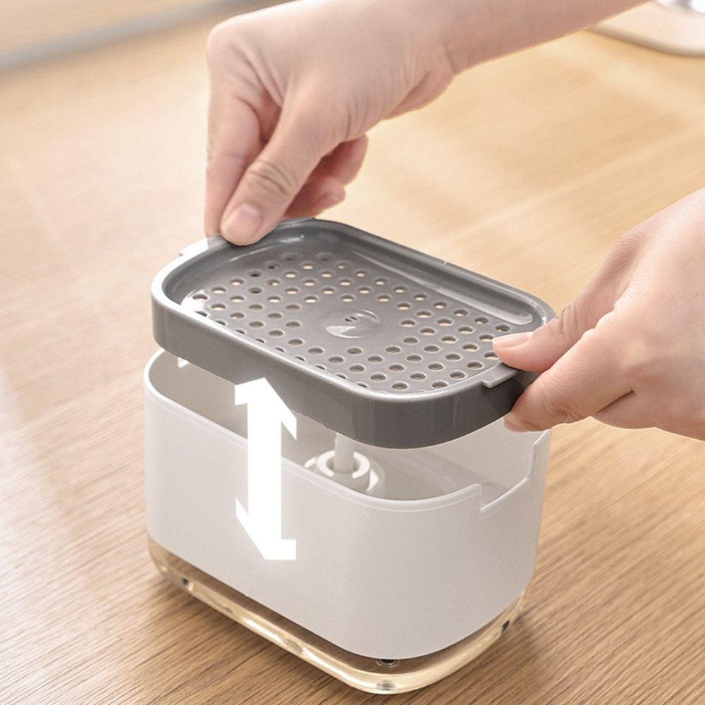 MALCOLM Hộp Đựng Xà Phòng Dạng Nhấn Bằng Nhựa Hai Lớp Kèm Giá Đỡ Xốp Tiện Dụng Cho Nhà Bếp