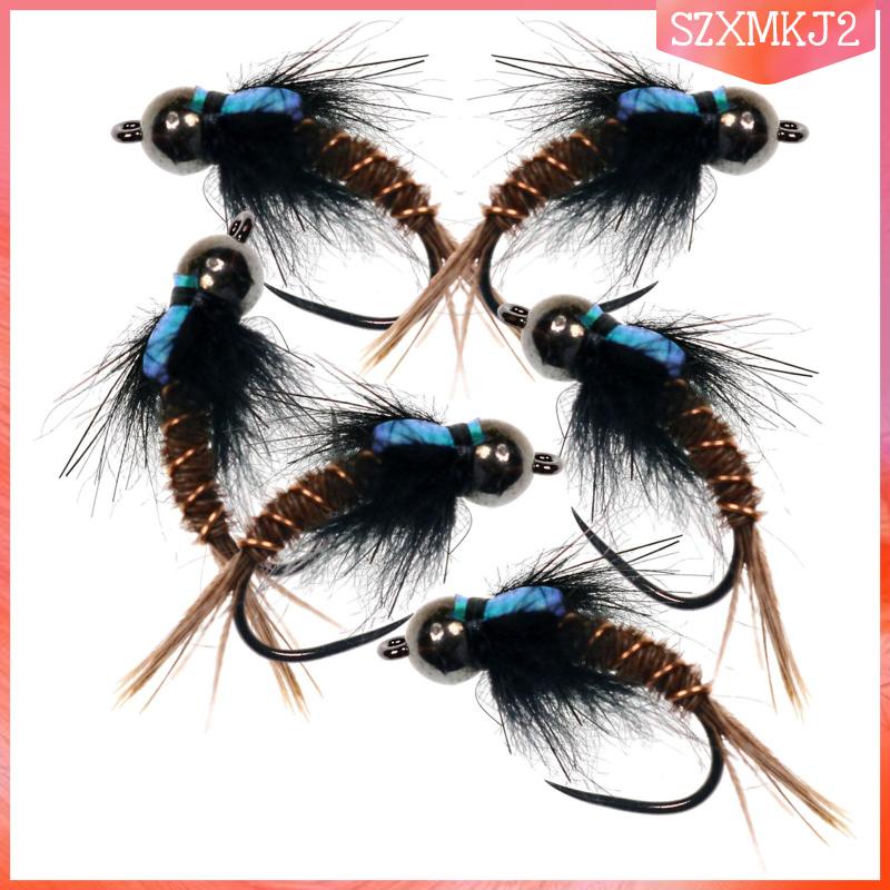 Bộ 6 Mồi Câu Cá Hình Ruồi Chống Thấm Nước #8 #10 #12 Phao Câu Cá Chất Lượng Cao Chuyên Dùng