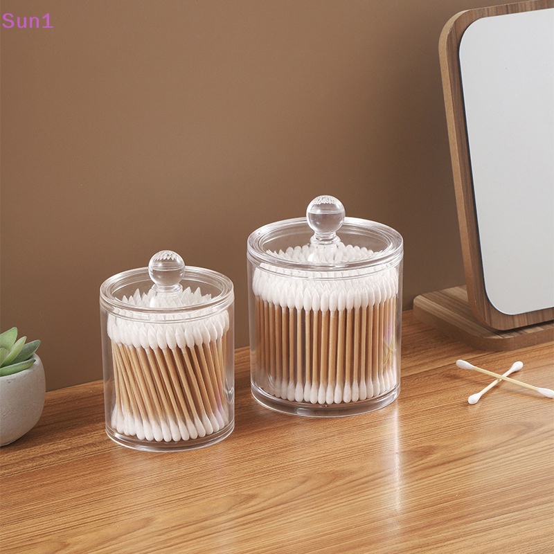 Sun1 &gt; Hộp Đựng Tăm Bông Bằng Acrylic Trong Suốt Hình Tròn Có Nắp Đậy