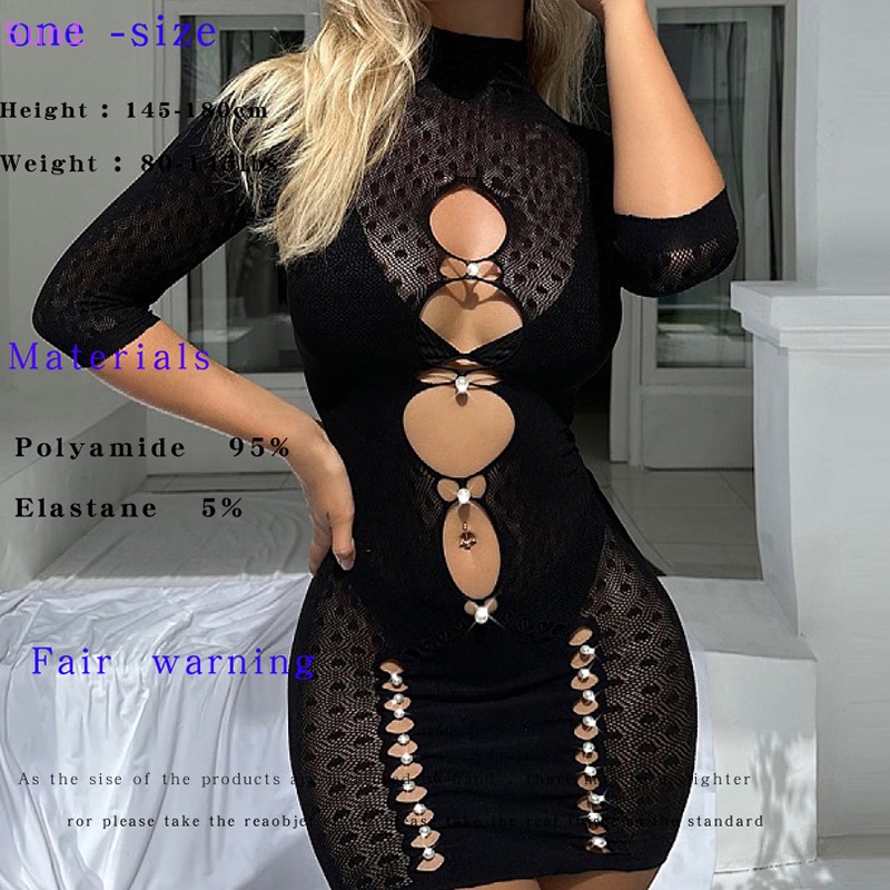Đầm Lưới Bodysuit Trong Suốt Đính Đá Lấp Lánh Quyến Rũ Sun1 > Cho Nữ