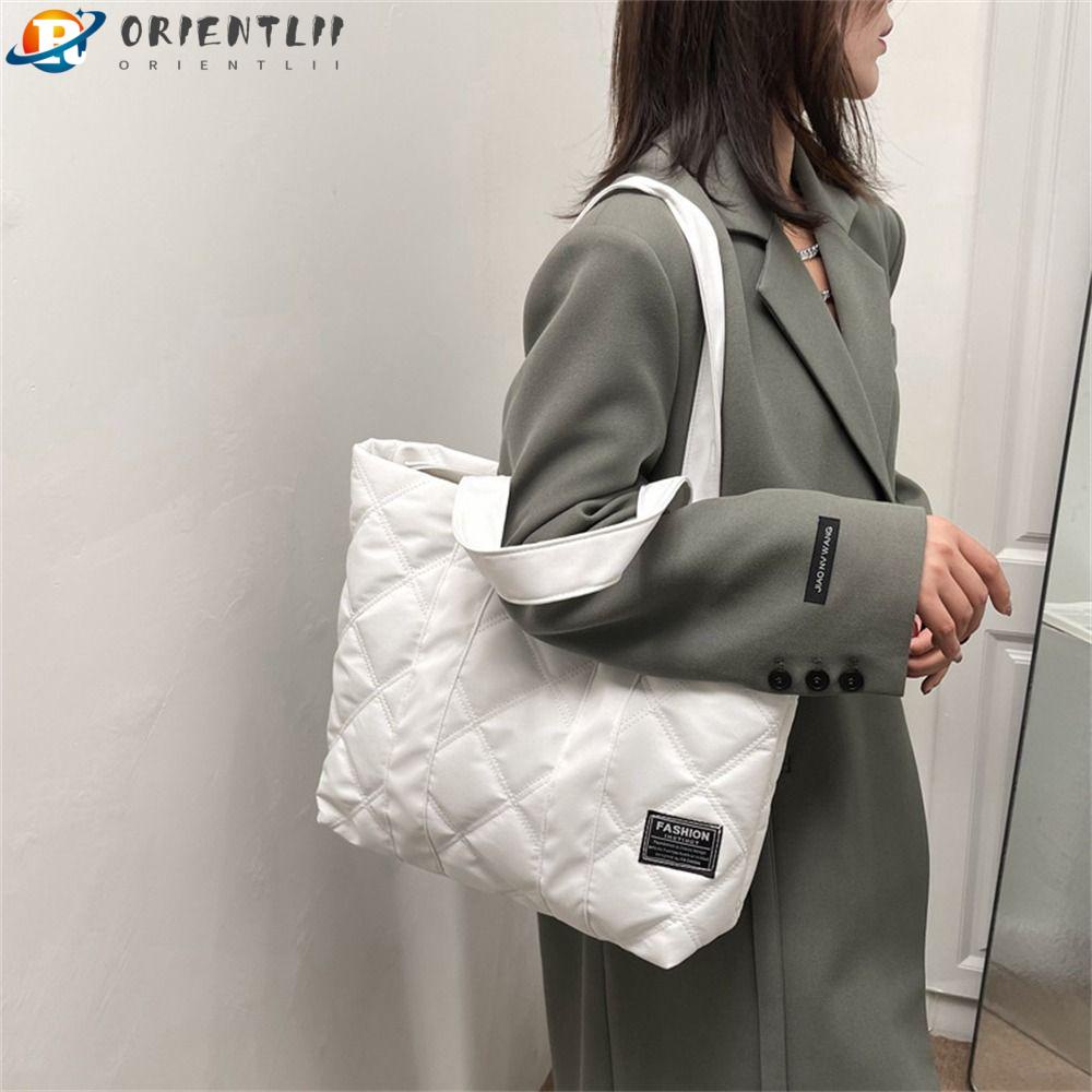 ORIENTLII Túi Xách Cotton Nylon Sức Chứa Lớn Màu Sắc Đơn Giản