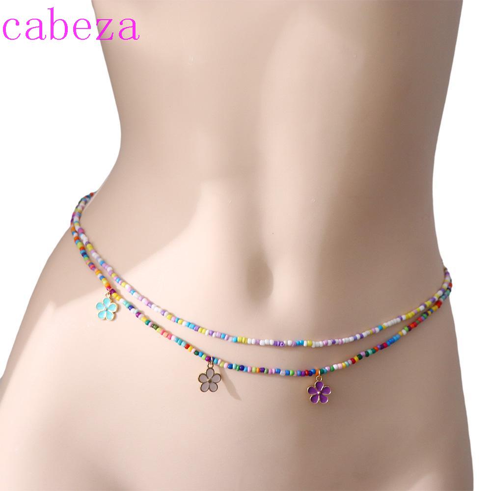 CABEZA Dây Xích Đeo Hông Hai Lớp Đính Hạt Nhiều Màu Phong Cách Bohemian Quyến Rũ