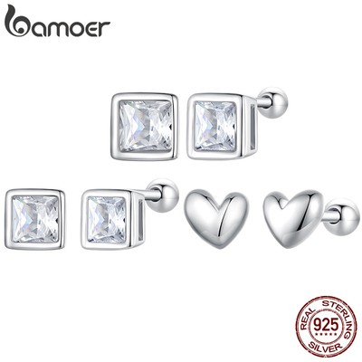 Bamoer Bông Tai bạc 925 Đính Đá Thời Trang Nữ Tính