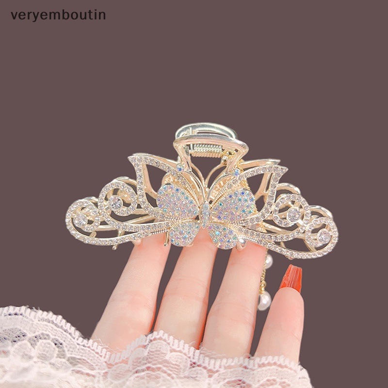 Kẹp Tóc Hình Bướm Rỗng Dát Kim Cương Thời Trang Cao Cấp Cho Nữ n