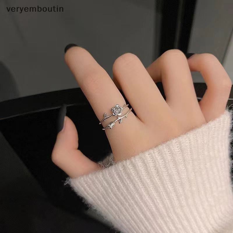 Nhẫn Bạc 925 Hai Lớp Hình Hoa Hồng Thời Trang Dành Cho Nữ