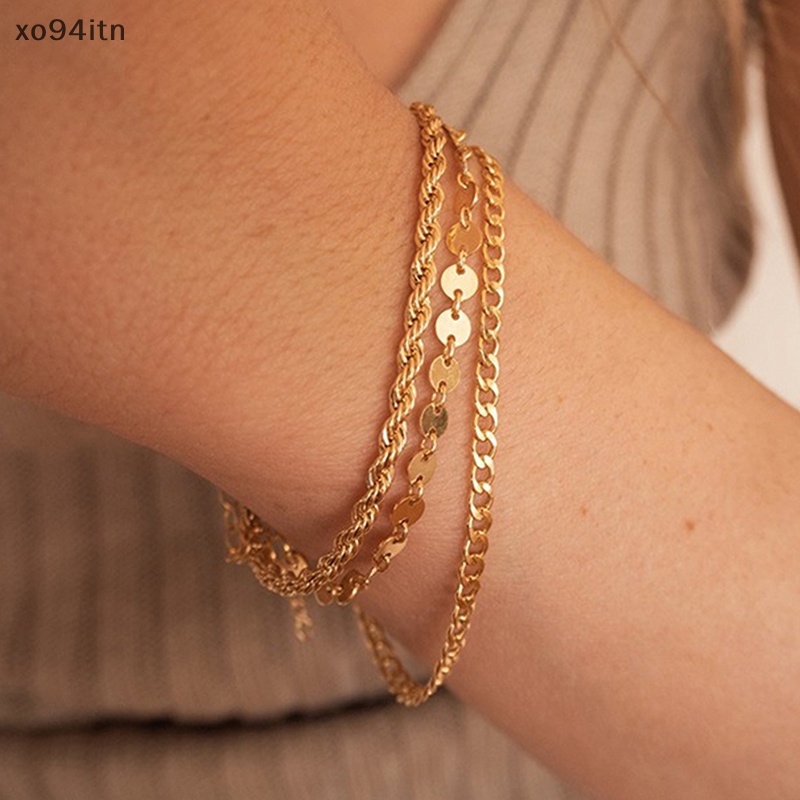 Vòng Đeo Tay Dạng Xoắn 4MM Bằng Thép Không Gỉ Màu Vàng Kim Cho Nữ