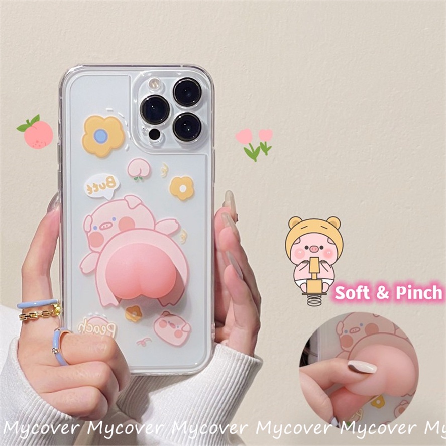 Ốp Điện Thoại Silicon Mềm Hình Mông Cún / Heo / Quả Đào 3D Cho iPhone 11 12 13 14 Pro Max X Xr Xs 8 7 6 Plus SE 2020