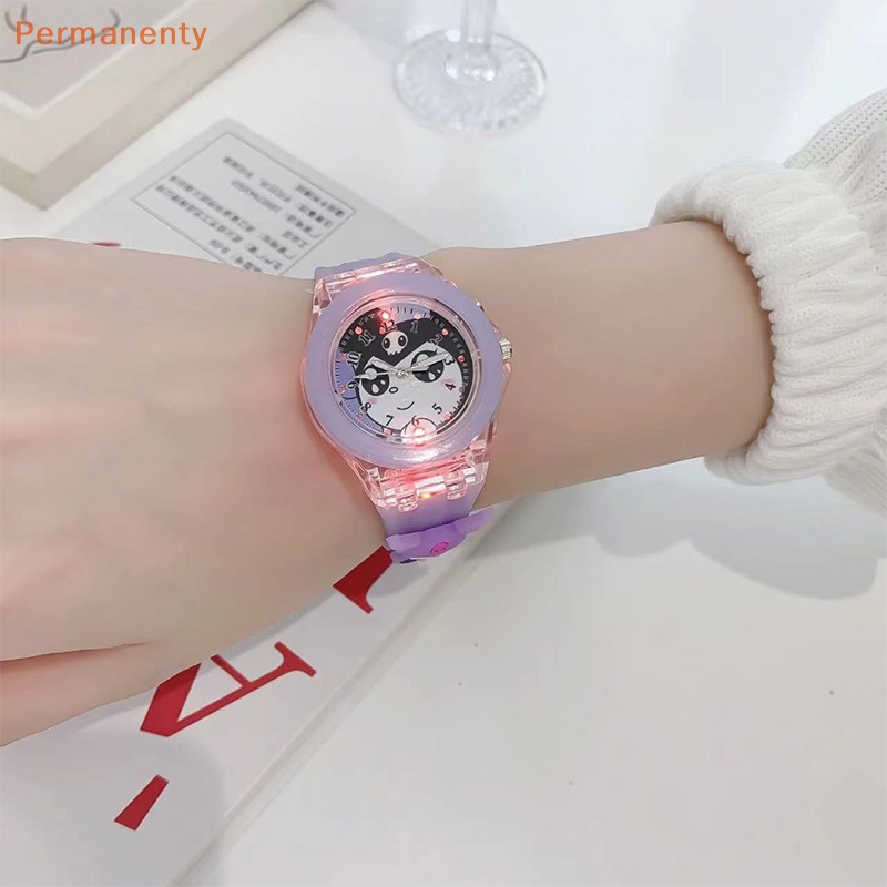 SANRIO Đồng Hồ Điện Tử Dạ Quang Hình Anime My Melody Kuromi Cinnamoroll Dễ Thương Làm Quà Sinh Nhật Cho Bé Gái