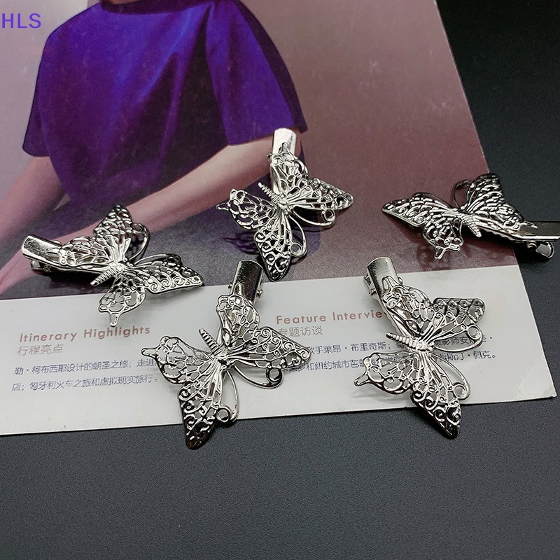 Kẹp Tóc Hình Bướm Màu Bạc Phong Cách Vintage Cho Nữ
