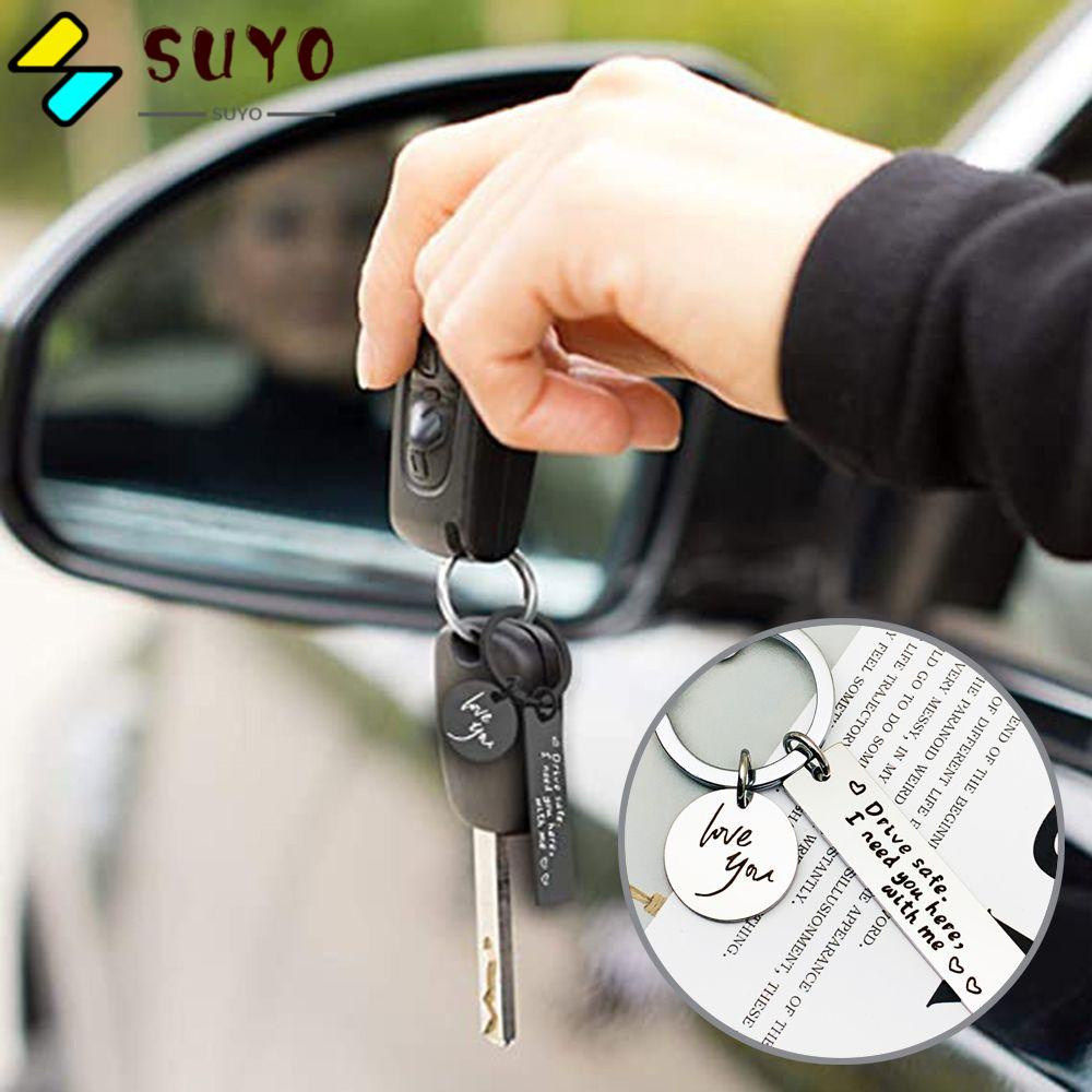 SUYO Móc Khóa An Toàn Mặt Tròn In Chữ I Need You Here With Me