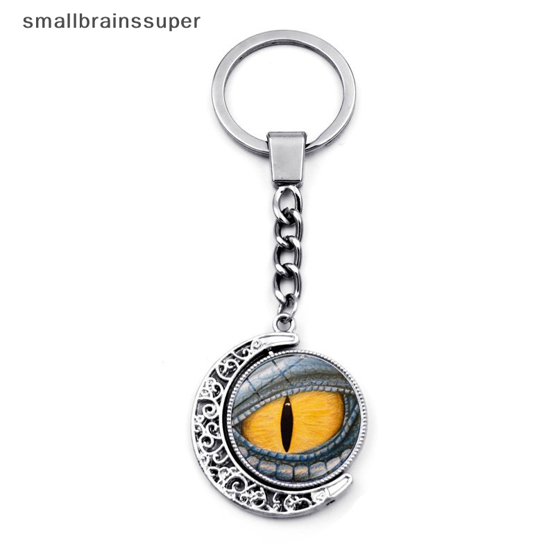 Smallbrainssuper Móc Khóa Hai Mặt Đính Đá Mặt Trăng Thời Trang Vintage Sáng Tạo SBS