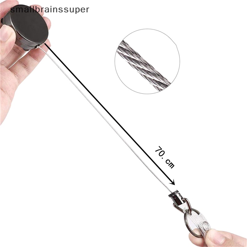 Smallbrainssuper Dây Móc Chìa Khóa ID Có Thể Thu Gọn Bằng Kim Loại Dễ Dàng Chịu Lực SBS