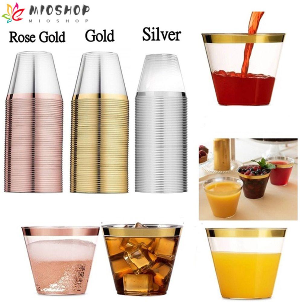 MIOSHOP Set 10 20 30 Ly Uống Rượu Bằng Nhựa Trong Suốt Màu Vàng Hồng