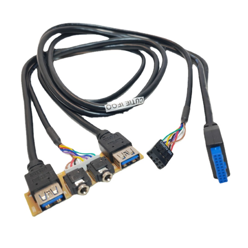 Dây Cáp Nối Dài Bo Mạch Chủ Máy Tính 6.8cm 19P 9Pin Sang 2 Cổng USB 3.0 HD Audio 3.5mm