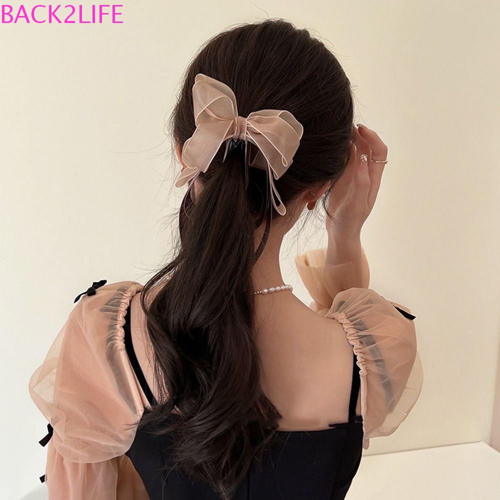 BACK2LIFE Kẹp Tóc Đính Nơ Ruy Băng Phong Cách Hàn Quốc Cho Nữ