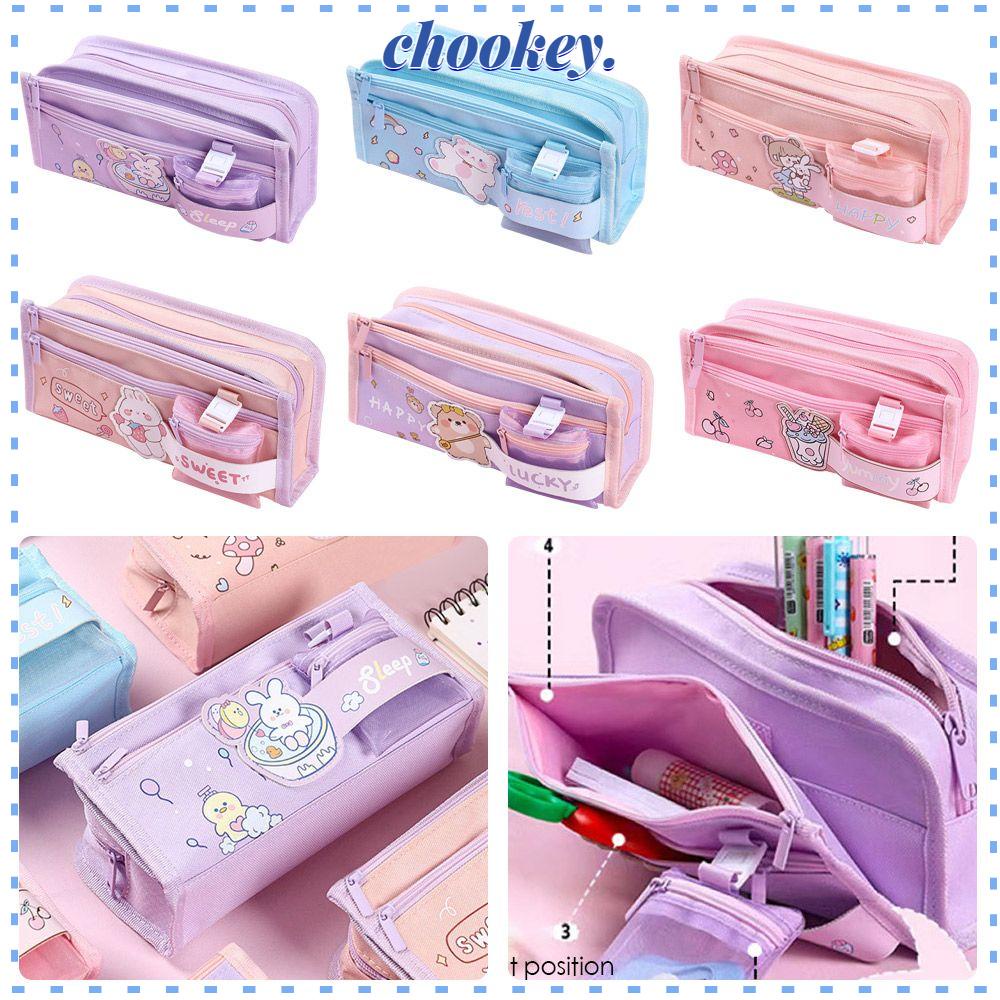 CHOOKEY Túi Đựng Bút Vải Canvas Cỡ Lớn Họa Tiết Hoạt Hình Dễ Thương