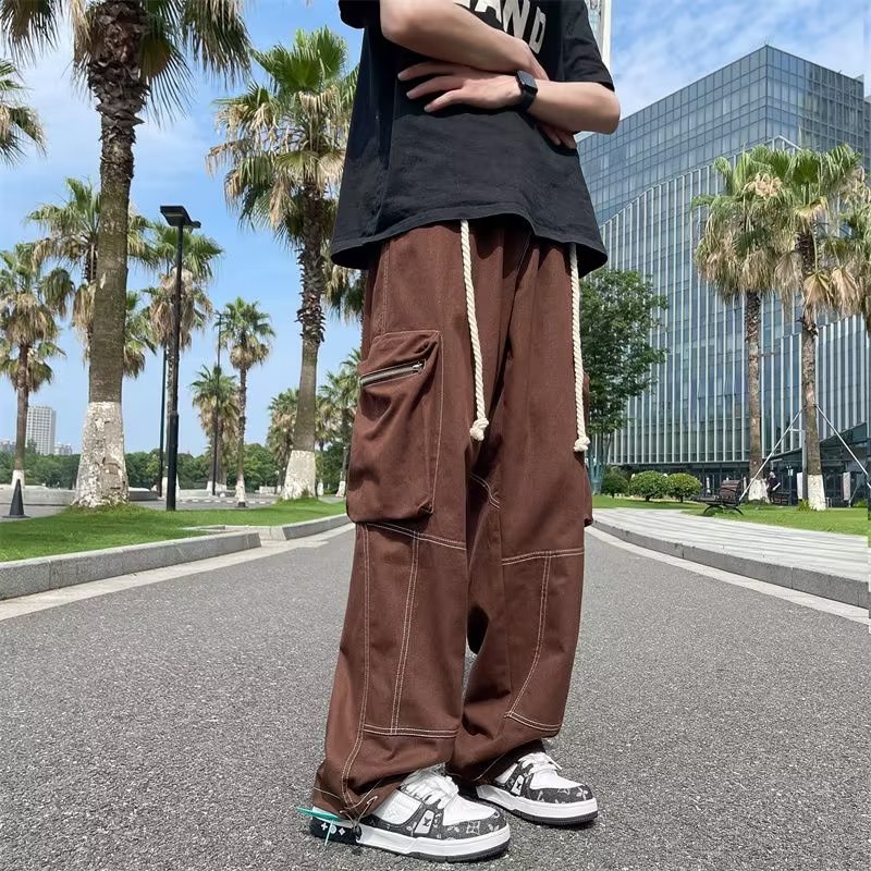 Quần Dài Ống Rộng Màu Sắc Thời Trang Đường Phố Mỹ Cá Tính Cho Nam
