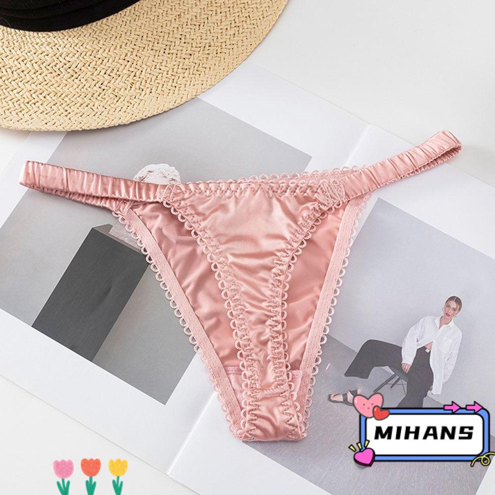 MIH Quần Lót Satin Lưng Thấp Không Đường May Màu Sắc Ngọt Ngào Cho Nữ